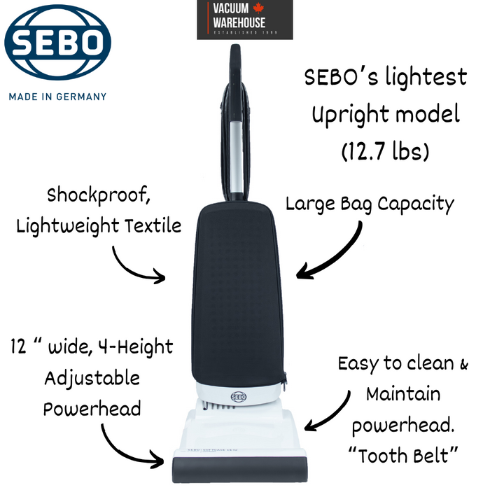 SEBO SOFTCASE CE12 Lightweight Upright Vacuum
