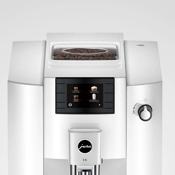 Jura E6 Super Automatic Coffee Machine - Piano White