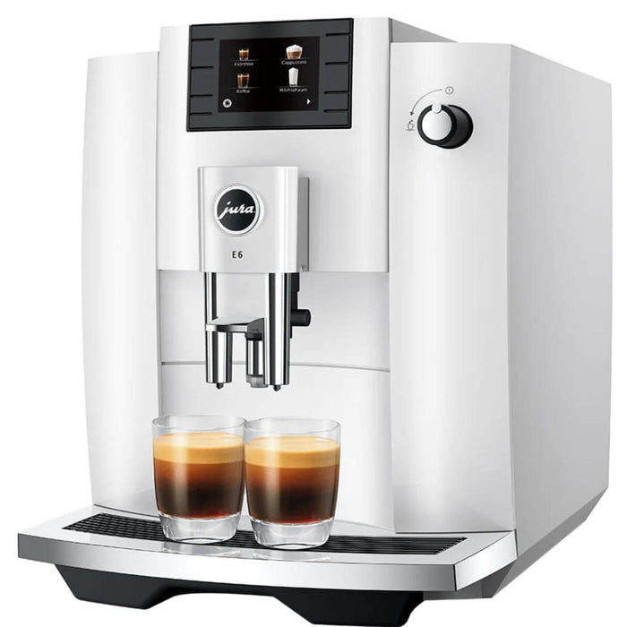Jura E6 Super Automatic Coffee Machine - Piano White