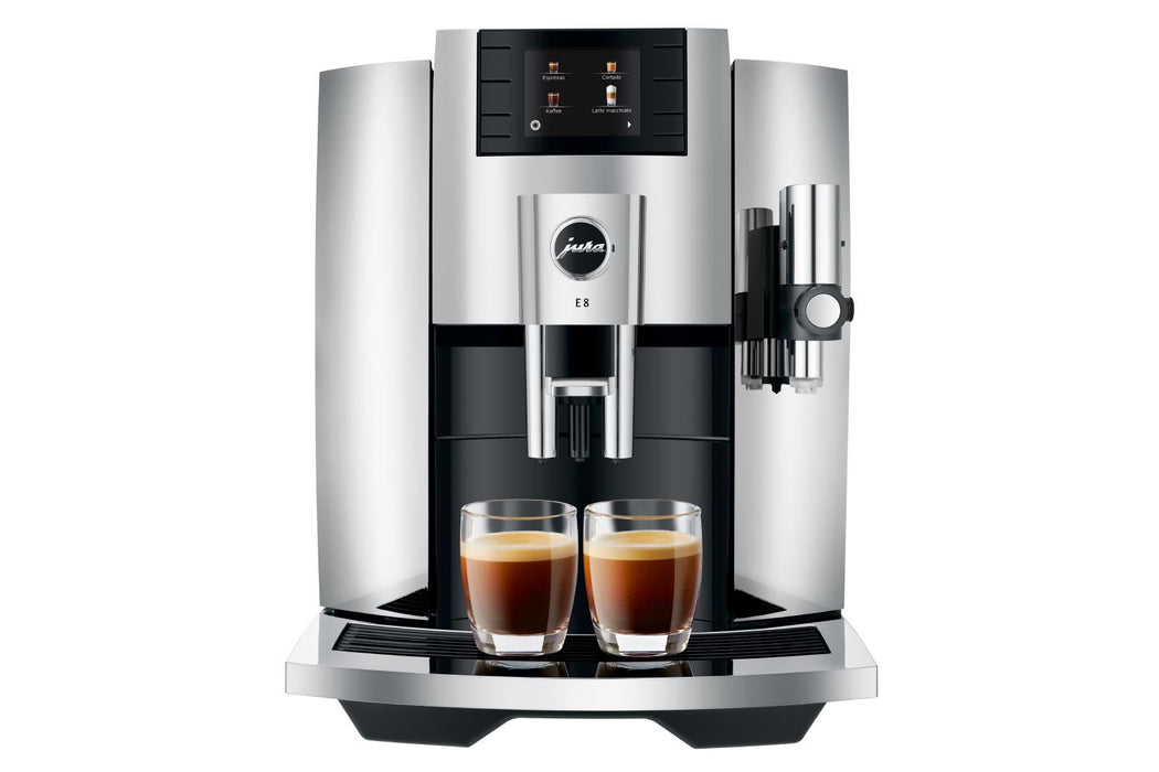 New Jura E8 Super Automatic Coffee Machine - Chrome