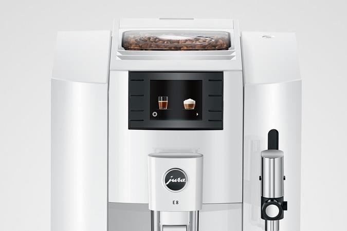 New Jura E8 Super Automatic Coffee Machine - Piano White