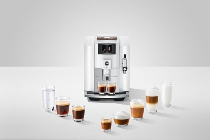 New Jura E8 Super Automatic Coffee Machine - Piano White