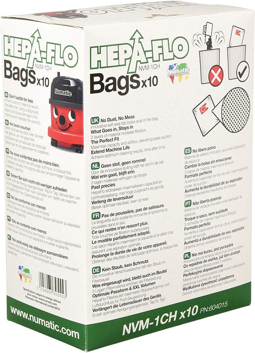 NUMATIC NVM 1CH HEPAFLO BAGS - Pack of 10